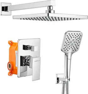 Juego de Grifo de Ducha Montado en la Pared Sistema de Ducha GABRYLLY Ducha de Lluvia 10" CROMO - Imagen 1 de 7