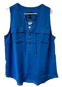 Inc International Concepts NWT Blue Sleeveless Blouse w/Front Pockets. XL - Picture 1 of 11