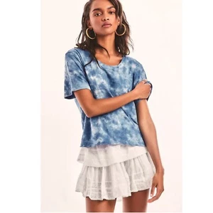 266248 Loveshackfancy Calix Tie-Dye T-Shirt Blouse Tee Top Print Short Sleeve L - Picture 1 of 10