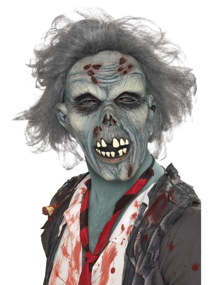 Decaying Zombie Latex Adult Costume Halloween Horror Scary Mask with Hair - image 1 of 1