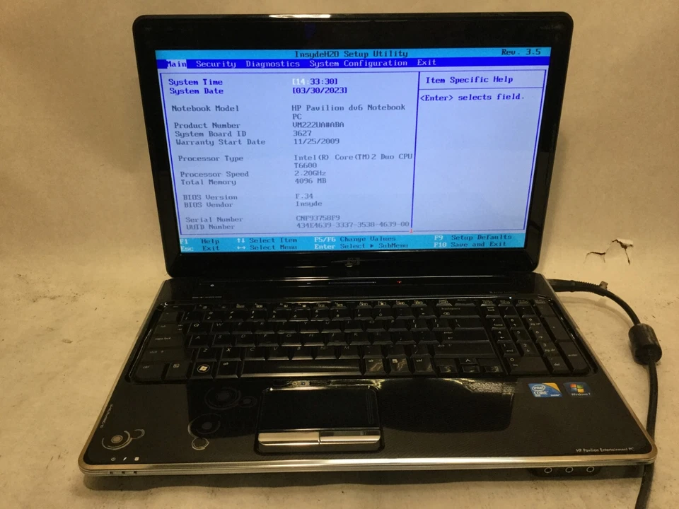 HP Pavilion dv6-1355dx / Intel Core i5 M520 @ 2.40GHz / (MISSING PARTS!) -MR - Image 1 of 4