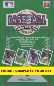 1990 Upper Deck Baseball Finish / Complete Your Set 1-250