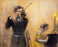 Adolph von Menzel - Joseph Joachim & Clara Schumann in Concert 1854 Signed Print