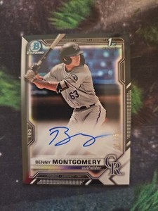 2021 Bowman Chrome Draft BENNY MONTGOMERY 1st Bowman Auto  RC Rockies /75 Black