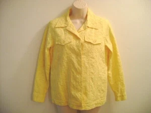 Quacker Factory Jeanne Jacket Size XS Beaded, Eyelet, Yellow, Front Button - Picture 1 of 3