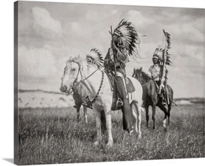 Two Chiefs Native American Indian Canvas Wrapped 16x20 Vintage 1800s Photo - Picture 1 of 3