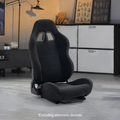Black Racing Seat with Double Locking Slides for Racing Sim Cockpit Adjustable - Image 1 of 3