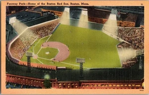 BOSTON MASS MA Fenway Park BASEBALLSTADION Nacht Vintage Postkarte KF14 - Bild 1 von 2