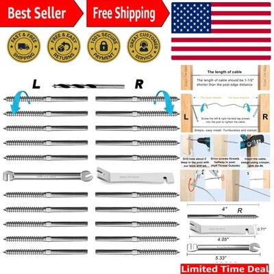 Right & Left Handed Stainless Steel Swage Lag Screws for 1/8" Cable Railing - Image 1 of 4