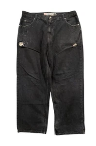 Vintage Anchor Blue Jeans Mens 42x32 Black Denim Baggy Fit Straight Leg 90s - Picture 1 of 5
