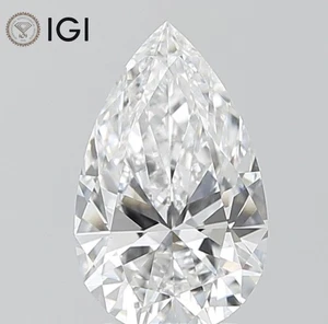 IGI Certified Lab Grown HPHT Diamond PEAR Cut 0.24 Ct D Color VS1 Clarity Stone - Picture 1 of 13