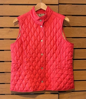 Colete acolchoado LL Bean laranja queimado/algodão xadrez forrado ao ar livre inchado preppy grande - Imagem 1 de 4