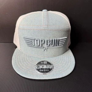 Cappello Berretto Top Gun New Era Denim 9FIFTY Bianco Snapback Regolabile Nuovo con etichette - Foto 1 di 8