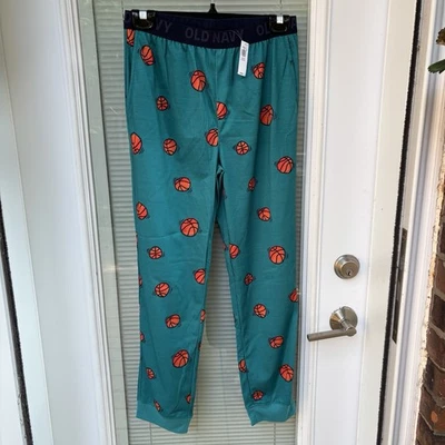Nuevo con etiquetas Pantalones de Pijama Jogger XL Tejido Jersey Estampado Baloncesto Azul Marino Antiguo con Bolsillos Foto 1 de 4