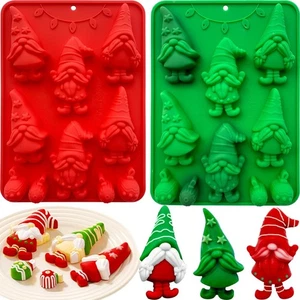 Weihnachten Silikonform zum Backen, 2er Pack Weihnachtswichtel Süßigkeiten Schokoladenformen - Bild 1 von 5