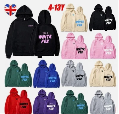 Girls Boys✨White✨Black✨Fox✨Pocket Hoodies Kids Sweatshirts Casual Pullover GIFT