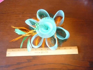 FACINATOR WEDDING/DERBY HAT-NWOT-TURQUOISE/ORANGE - Picture 1 of 3