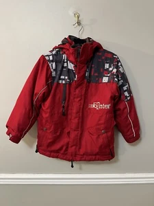 Monster Boys Winter Jacket Size 10 Hooded Red And Black Lined - Picture 1 of 8
