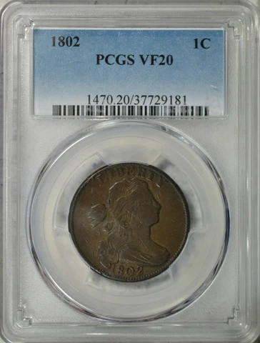 1802 Draped Bust large cent, PCGS VF20..........Type Coin Company Cover