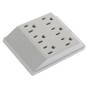 6 Outlet Wall Tap Grounded AC Power Adapter Grounding Electrical Receptacles UL - Picture 1 of 2