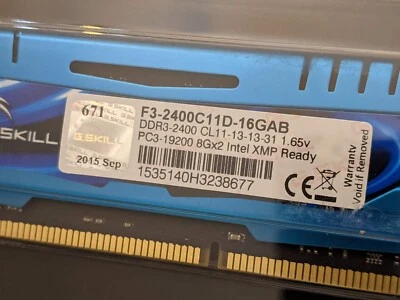 16GB G.Skill DDR3 PC3-19200 2400MHz Ares Series Low Profile Dual Kit - Image 1 of 3