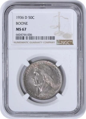 Boone Commemorative Silver Half Dollar 1936-D MS67 NGC - Image 1 of 4