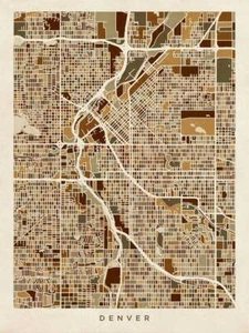 Póster - Mapa de Denver, calles abstractas modernas de la ciudad, 4 tamaños - Imagen 1 de 25