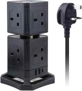 Extension 1.8M 8Way With Cable Wireless Charger Tower Power Socket withUSB Port - Picture 1 of 5