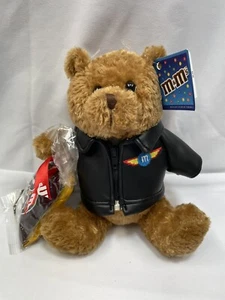 M&M's Plush 7" Bear with Black Leather Jacket New W/ Tags Galerie Collector VTG - Picture 1 of 10