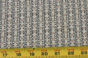 20" Long, Vintage, Brown & Black Floral Stripes on Tan, Fabric Traditions, V05 - Picture 1 of 6