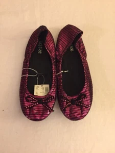 Justice Girls Size 6 ballet Flats Shoes Hot Pink Sequined  Slip On NWT$32 - Picture 1 of 6