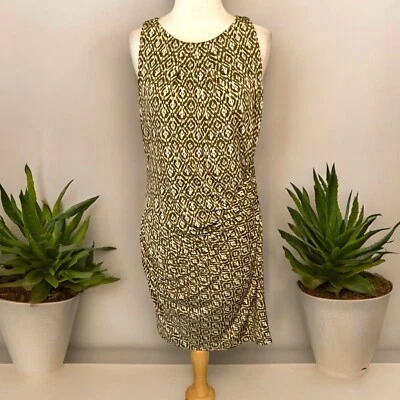 Vestido recto Michael Kors sin mangas drapeado y fruncido estampado geográfico talla mediana Foto 1 de 4