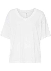 Camiseta oversize T. 56/58 lana blanca mujer manga corta blusa túnica parte superior nueva - Imagen 1 de 1
