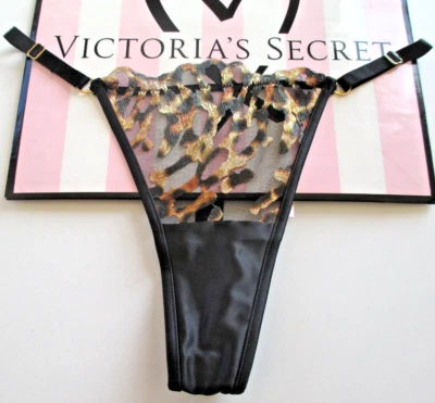 Calcinha Tanga VICTORIA'S SECRET MUITO SEXY VS Leopardo Renda Preta P PEQUENA NOVA COM ETIQUETAS - Imagem 1 de 4