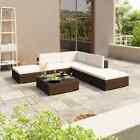 6 Piece Garden Lounge Set with Cushions Poly Rattan Brown Relax Set Quality