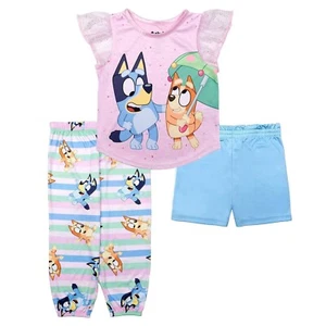 Bluey Pajamas Set Shirt Pant Short Toddler Girls 3T 4T 5T Spring Time Bingo Dog - Picture 1 of 2