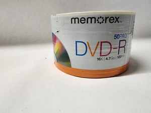 Memorex 50 Pack DVD-R 16X Blank 4.7GB 120 Min Recordable Discs - NEW - Picture 1 of 2