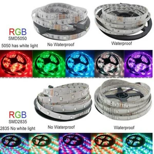16FT 12V LED Strip Light 3528 5050 5630 SMD RGB Ribbon Tape Waterproof Lamp 5M - Picture 1 of 22