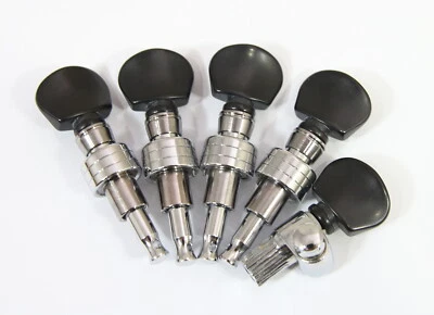 5 string banjo machine heads, Chrome plated, black color plastic button,328C-BX - Image 1 of 4