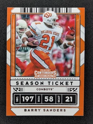 2020 Contenders Draft #9 Barry Sanders Oklahoma State Cowboys Card - Image 1 of 2