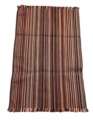 Vintage NWT Colonial Kitchen Rug Reversible Dark Coffee Rust Stripes 24” X 40” - Image 1 of 3