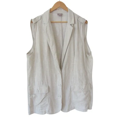 J Jill Linen Vest XL Beige Neutral Sleeveless Lagenlook Breathable Classic - Image 1 of 4