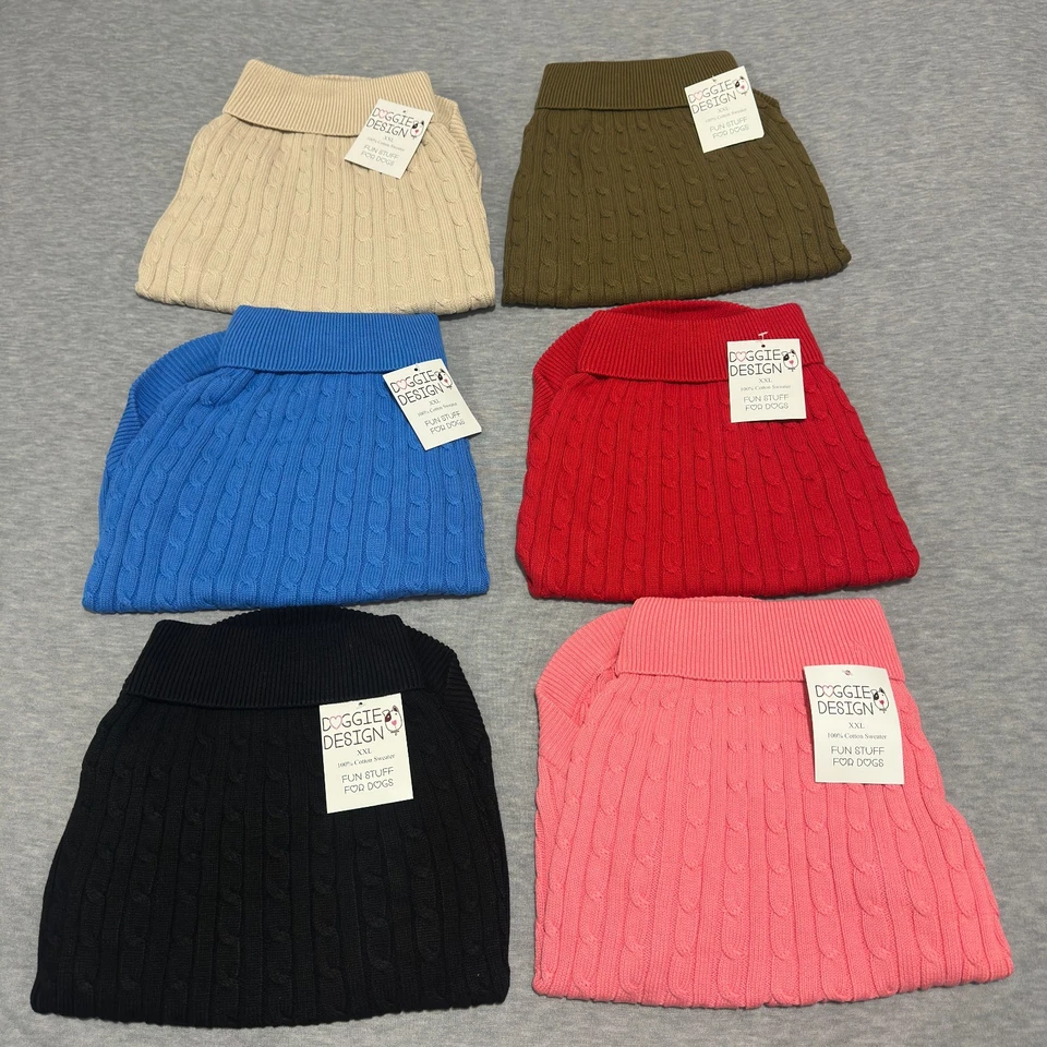 Suéter de punto apretado de algodón con cable con diseño de perro talla XXL multicolor Foto 1 de 4