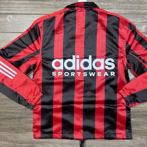 Adidas Giacca Uomo Raso Coaches Rosso Nero Righe Taglia S Nuova con etichette $110 HS3302