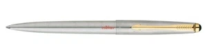 Parker Galaxy Steel GT Gold Trim Ball Point Pen Fine Tip Blue Ink Classic New - Picture 1 of 3