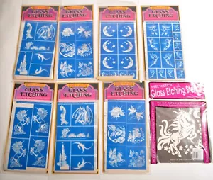 Lot Armour Rub'n'Etch Glass Etching Stencils Dragon Unicorn Sun Moon Fantasy G - Picture 1 of 8