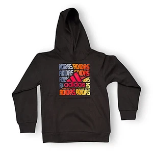 Adidas Boys Hoodie Small (8) Black with Colorful Logo - Picture 1 of 4