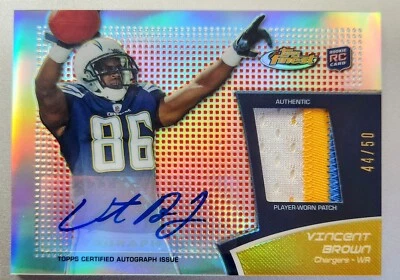 2011 Topps Finest Vincent Brown Refractor /50 Rookie Patch Auto Ultra Clean - Image 1 of 2