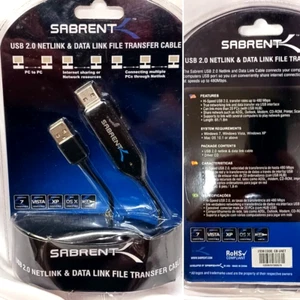 SABRENT USB 0.2 NETLINK AND DATA LINK FILE TRANSFER CABLE LENGTH 6 FT - Picture 1 of 12