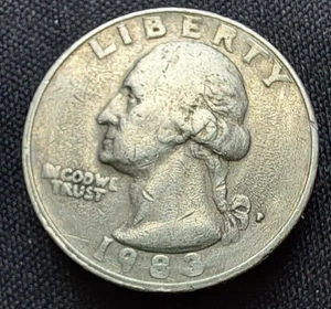 1983 P Washington Quarter Filled P MM & Grease Coin Error Ungraded VF FREE Ship - Picture 1 of 13